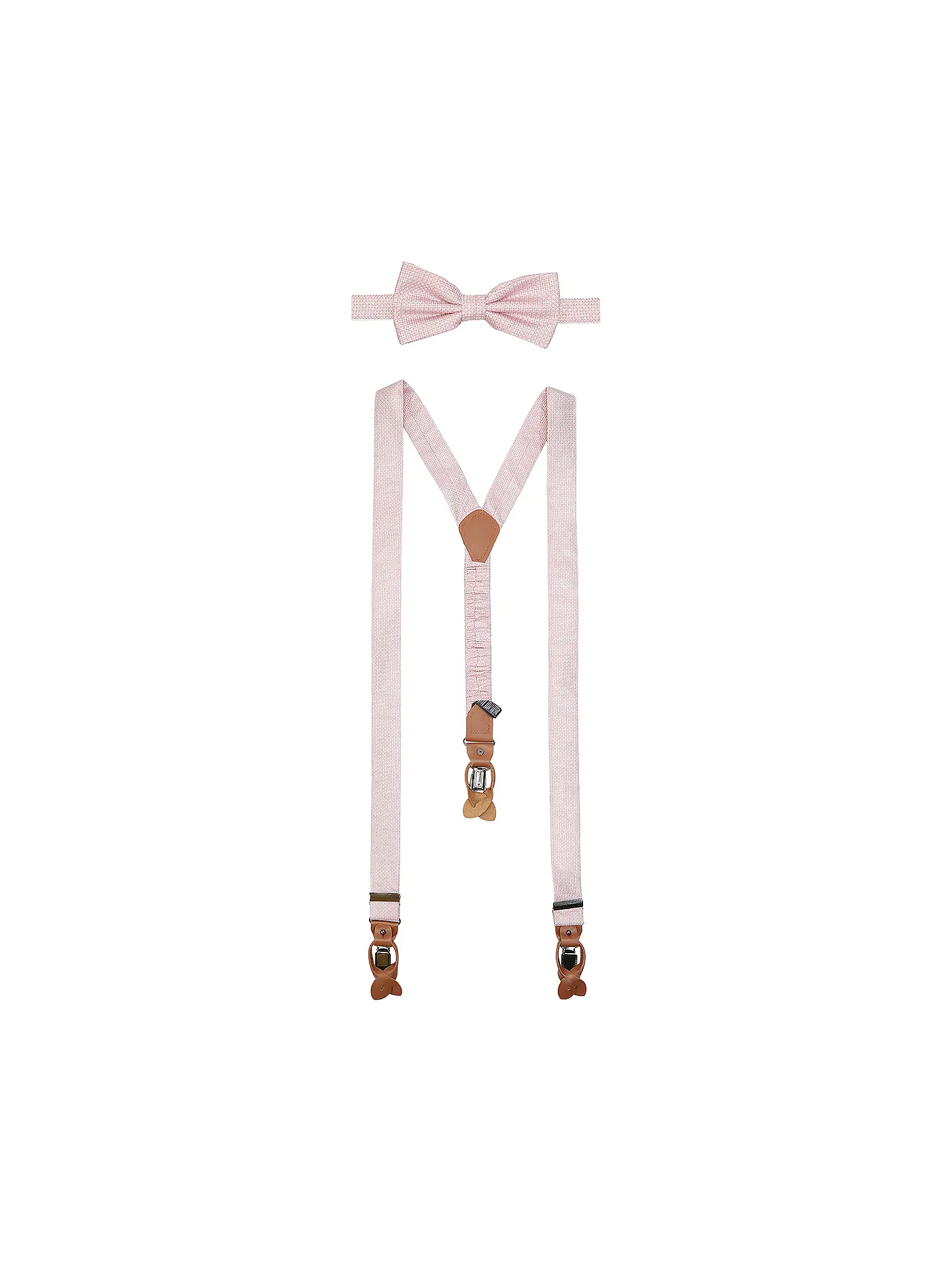 SEIDENFALTER | Hosenträger Set mit Fliege und Knopf-Clips | rosa